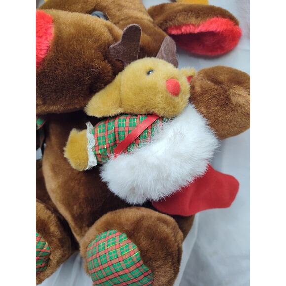 Rudolph Red Nose Reindeer With Baby Bear Christmas 18” Holiday Plush Sunsational - Picture 3 of 6